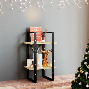 Book Cabinet Natural wood and black Solid pine wood, me...