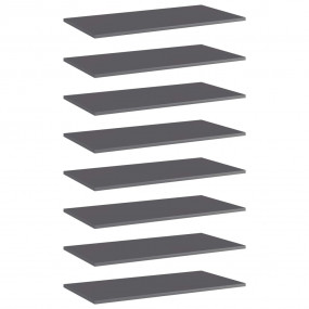 Shelf Set of 8 High gloss grey Engineered wood