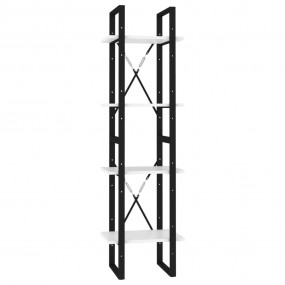 Book Cabinet White Engineered Wood 4 tiers Shelving