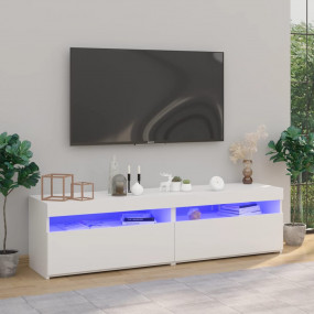 TV Cabinet Set of 2 White Engineered Wood 29.5 x 13.8 x...
