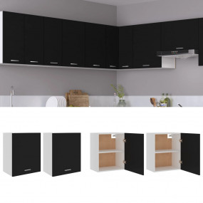 Hanging Cabinet Set of 2 Black Engineered Wood Medium