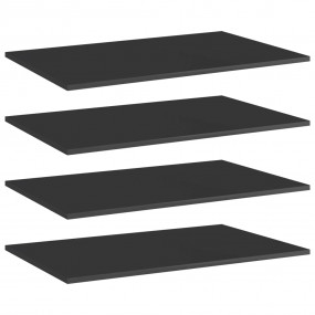 Shelf Set of 4 High Gloss Black Engineered Wood