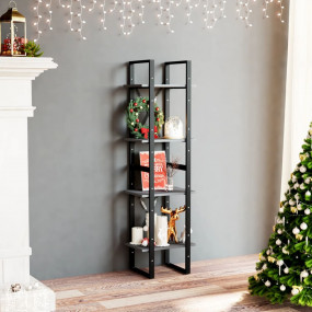 Book Cabinet Grey Solid pine wood, metal Medium Book Ca...