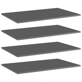 Shelf Set of 4 High gloss grey Engineered wood