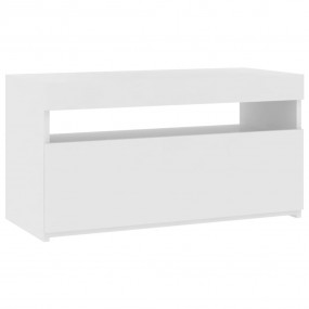 TV Cabinet High Gloss White Engineered Wood Medium TV C...