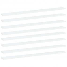 Shelf Set of 8 White Engineered Wood 39.4 x 3.9 x 0.6 i...