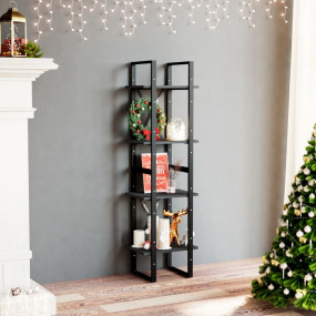 Book Cabinet Black Solid pine wood, metal Extra Tall Bo...