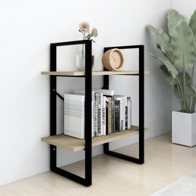 Book Cabinet Sonoma Oak, Black Engineered Wood, Metal
