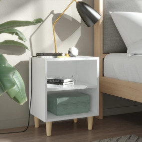 Bed Cabinet White Engineered wood, Solid eucalyptus woo...