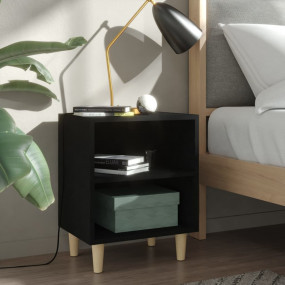 Bed Cabinet Black Engineered wood, solid eucalyptus woo...