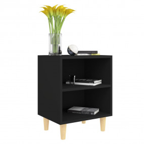 Bed Cabinet Set of 2 Black Engineered wood, solid eucal...
