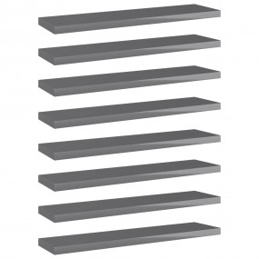 Shelf Set of 8 High gloss grey Engineered wood 15.7x3.9...