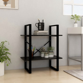 Book Cabinet Black Solid pine wood, metal Medium Book C...