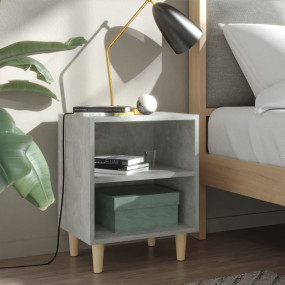 Bed Cabinet Concrete Grey Engineered wood, Solid eucaly...