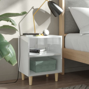 Bed Cabinet Set of 2 High Gloss White