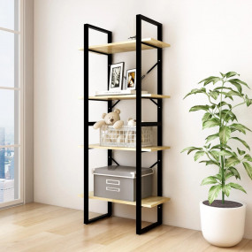 Book Cabinet Natural Wood Solid Pine Wood, Metal Medium