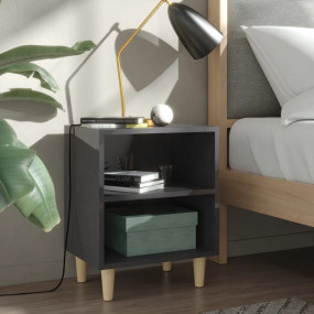 Bed Cabinet High gloss grey Engineered wood, solid euca...