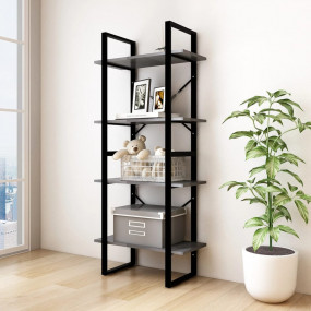Book Cabinet Gray Solid pine wood, metal Medium Book Ca...