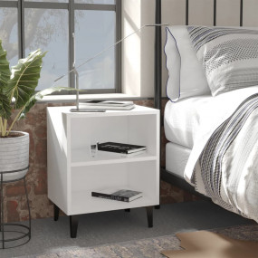 Bed Cabinet White Engineered Wood, Metal Compact Bed Ca...