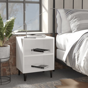 Bed Cabinet Set of 2 White Engineered wood, metal Stand...