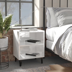 Bed Cabinet Set of 2 High gloss white Engineered wood, ...