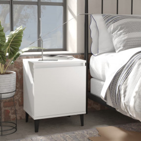 Bed Cabinet Set of 2 White Engineered wood, metal