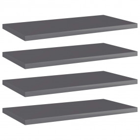 Shelf Set of 4 High gloss grey Engineered wood 15.7 x 7...
