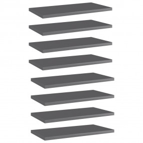 Bookshelf Board Set of 8 High gloss grey Engineered woo...