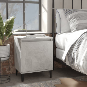 Bed Cabinet Set of 2 Concrete Grey Engineered Wood, Met...
