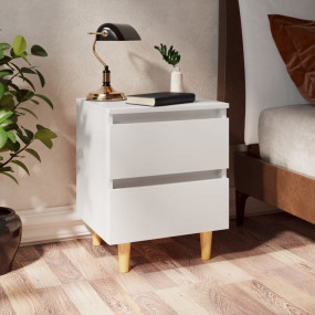 Bed Cabinet Set of 2 White Engineered wood, solid pinew...
