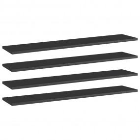Shelf Set of 4 High gloss black Engineered Wood