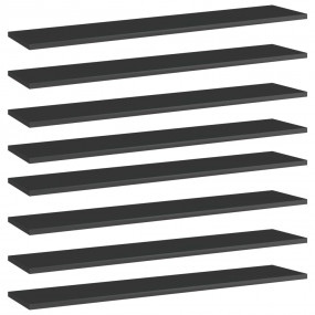 Shelf Set of 8 High gloss black Engineered wood