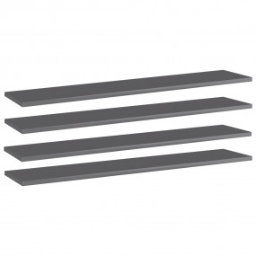 Shelf Set of 4 High gloss gray Engineered wood Medium S...