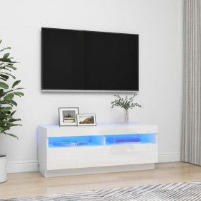 TV Cabinet High Gloss White Engineered Wood 39.4x13.8x1...
