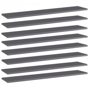 Shelf Set of 8 High gloss grey Engineered wood