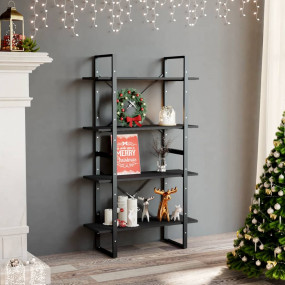 Book Cabinet Grey Engineered wood, metal 4-Tier Book Ca...