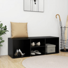 Shoe Storage Bench Black Engineered Wood Medium