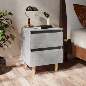 Bed Cabinet Concrete Gray Engineered Wood, Solid Pinewo...
