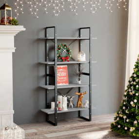 Book Cabinet Concrete Gray Engineered wood, metal 31.5x...