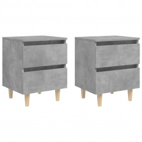 Bed Cabinet Set of 2 Concrete Grey Engineered wood and ...