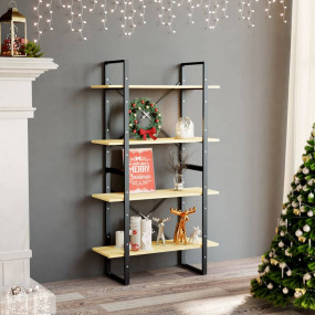 Book Cabinet Natural wood and black Solid pine wood, me...