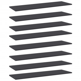 Shelf Set of 8 Grey Engineered Wood 39.4x11.8x0.6 in Mo...