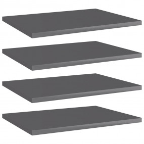 Shelf  Set of 4 High gloss grey Engineered Wood Small  ...