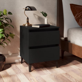Bed Cabinet Set of 2 Black Engineered wood Bed Cabinet