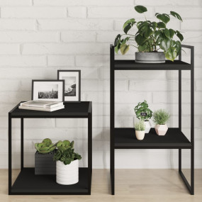 Shelf Set of 4 Black Engineered Wood Medium Simple Shel...