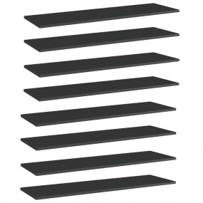 Shelf Set of 8 High gloss black Engineered wood 39.4x11...
