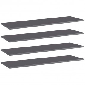Shelf Set of 4 High Gloss Grey Engineered Wood 39.4 x 1...