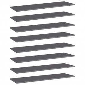 Shelf Set of 8 High gloss grey Engineered Wood 39.4x11....