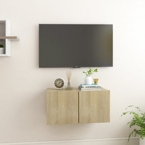 TV Cabinet Sonoma oak Engineered wood Medium Wall mount...