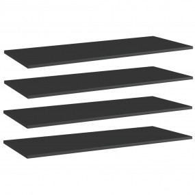 Shelf Set of 4 High gloss black Engineered wood
